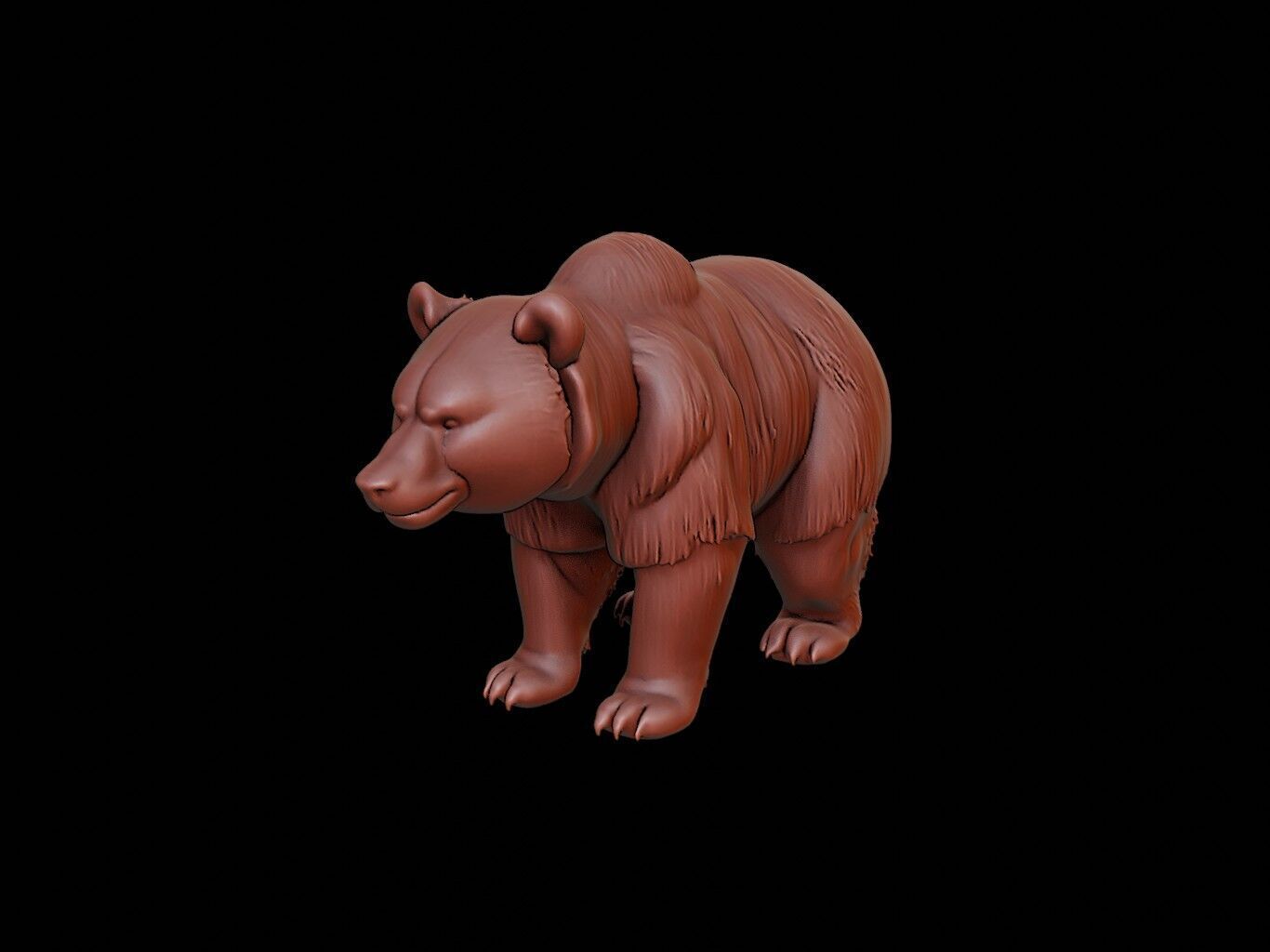 Brown Bear Animal Sculpture 3D print model_2