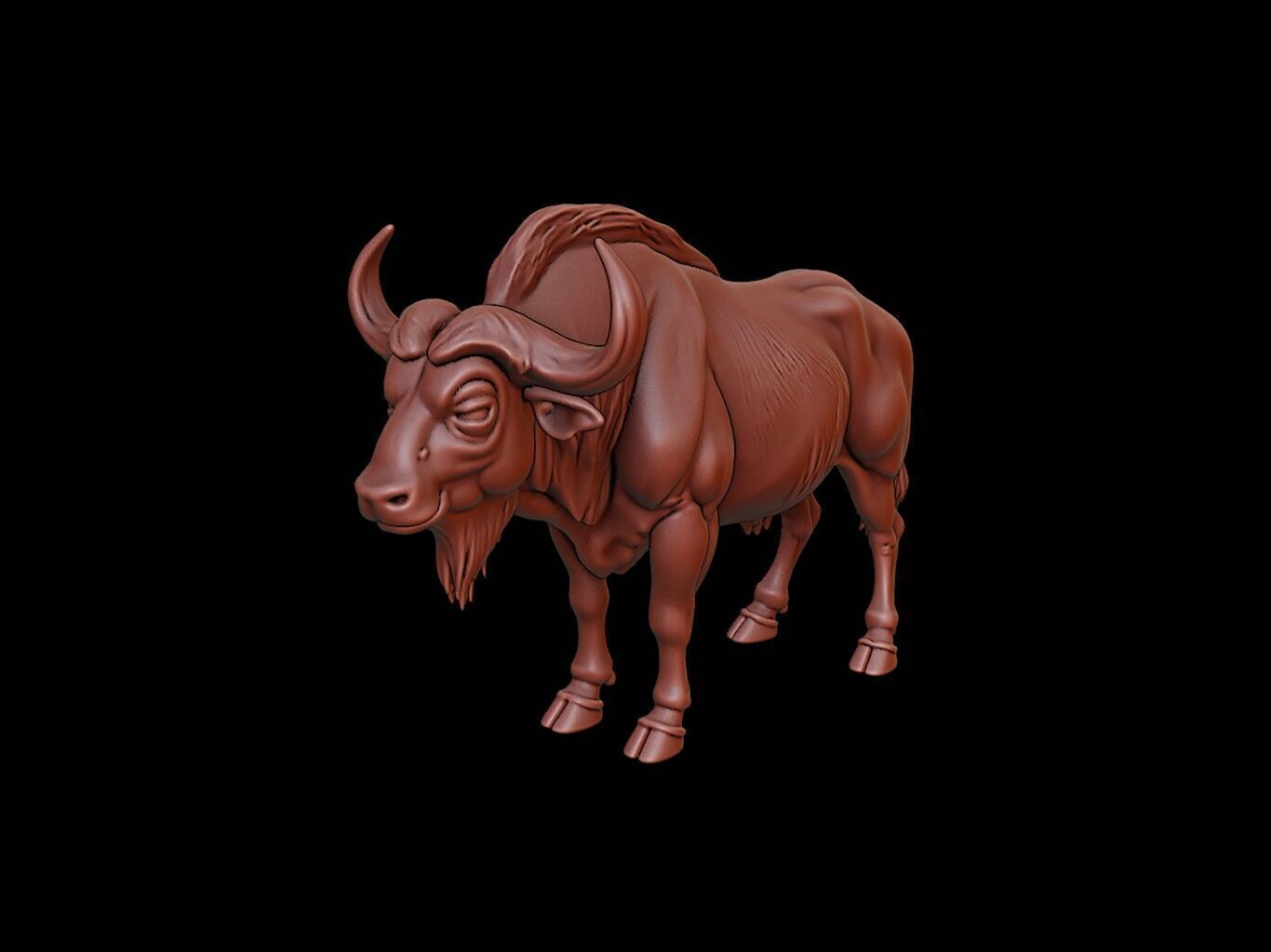 Buffalo Animal Sculpture 3D print model_2