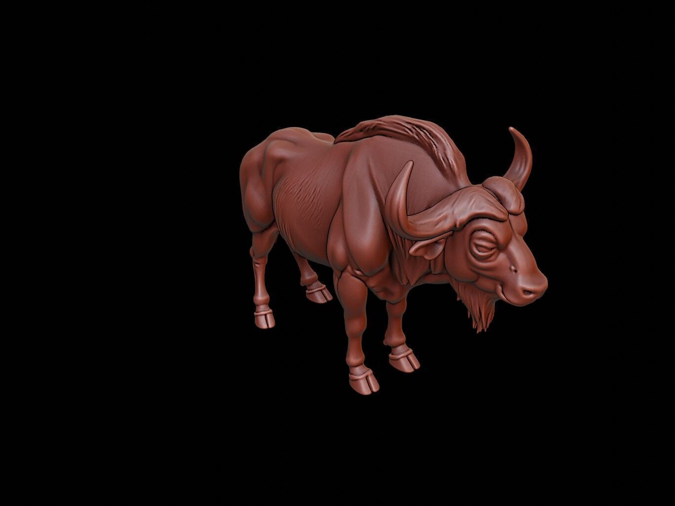 Buffalo Animal Sculpture 3D print model_1