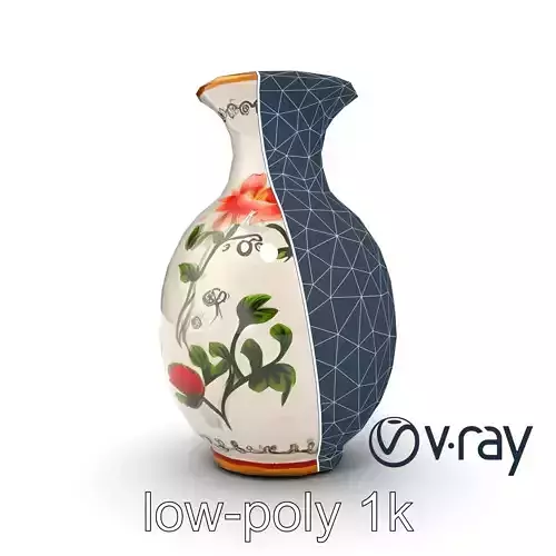 Antique Hand-Painted Flower Vase model pack