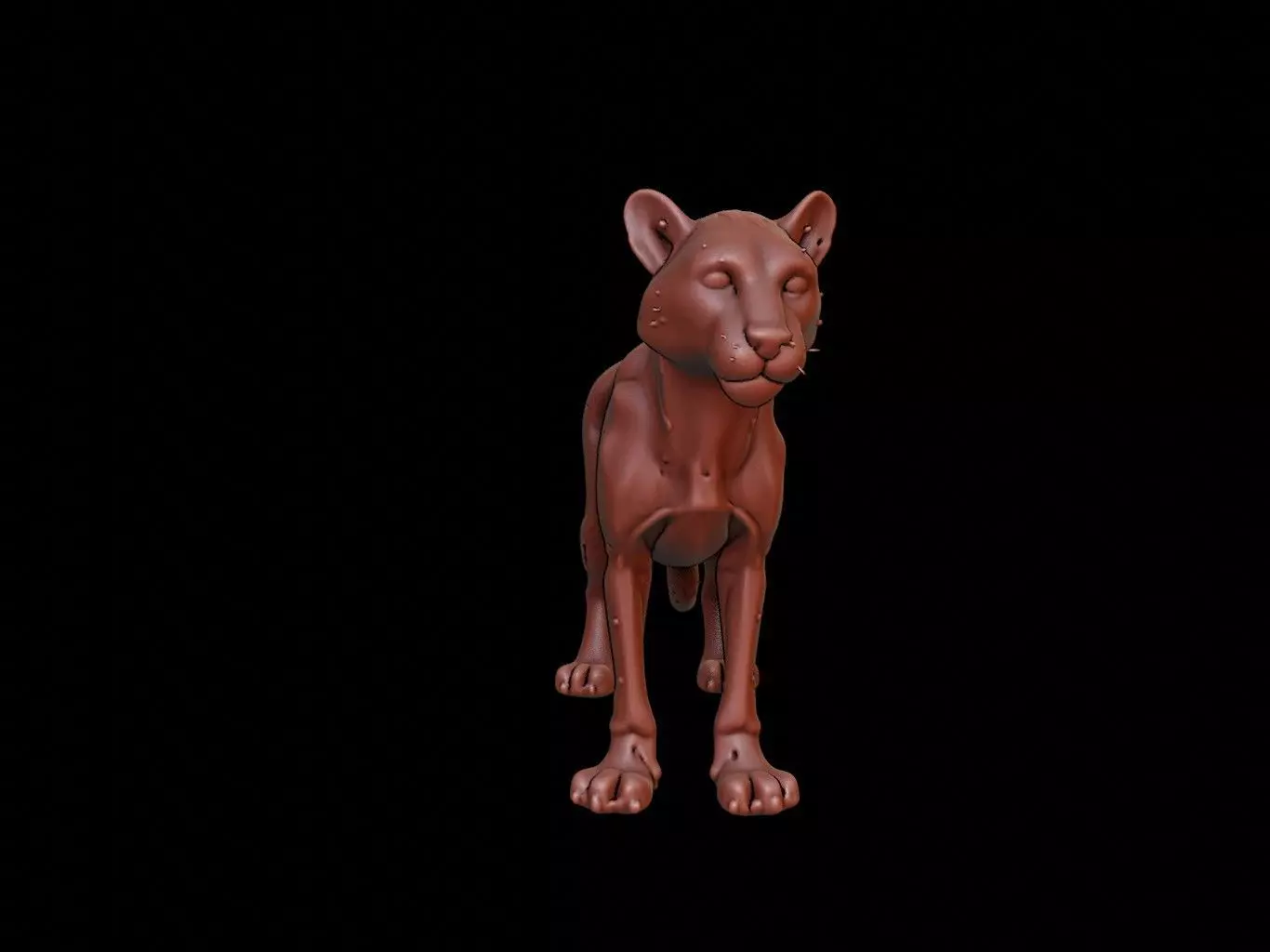 Cheetah Animal Sculpture 3D print model_0
