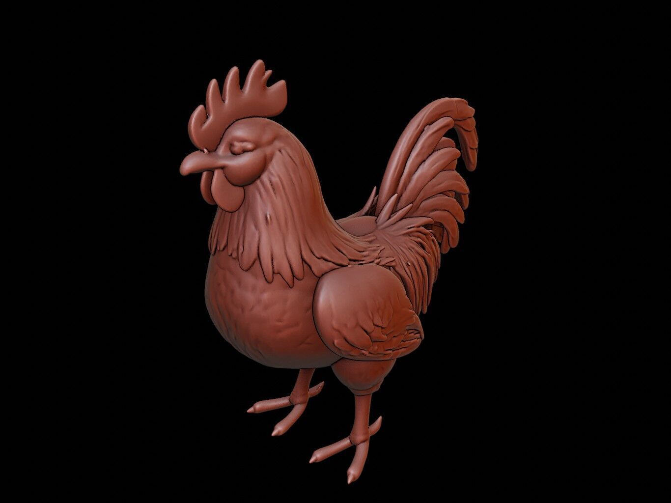Chicken Animal Sculpture 3D print model_1