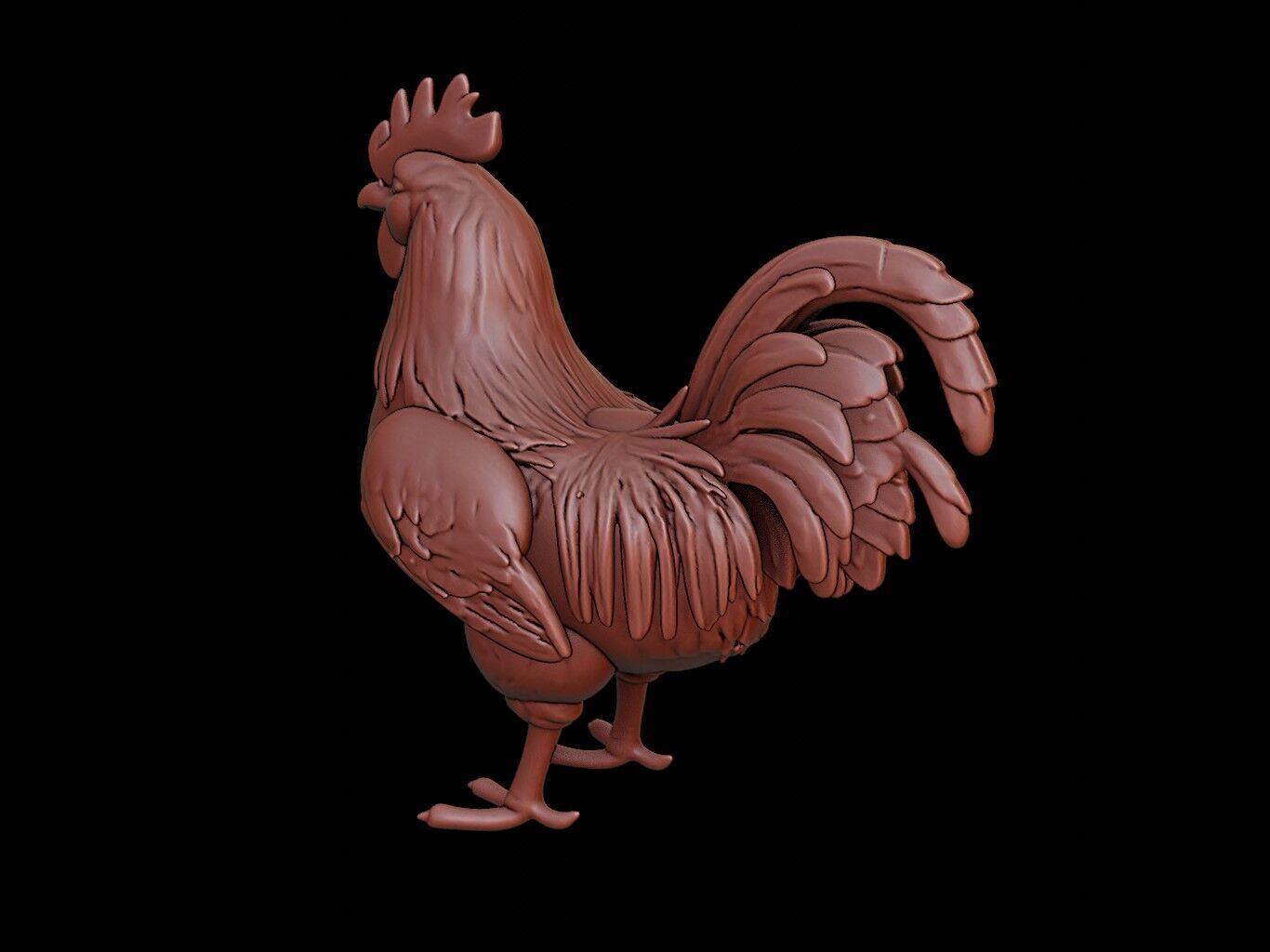 Chicken Animal Sculpture 3D print model_2