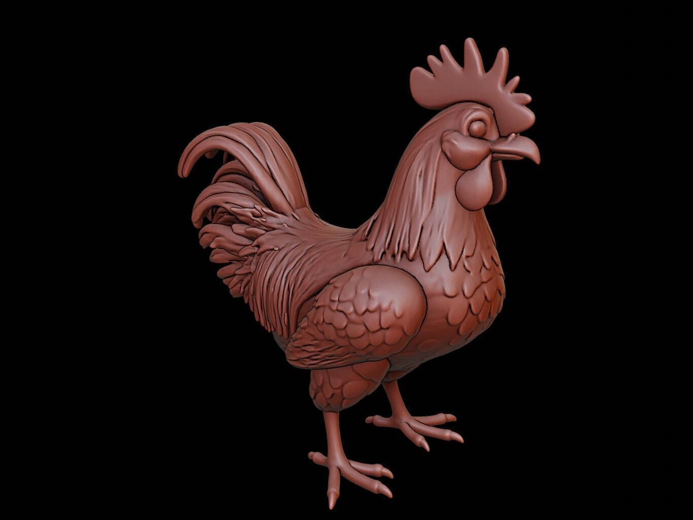 Chicken Animal Sculpture 3D print model_2