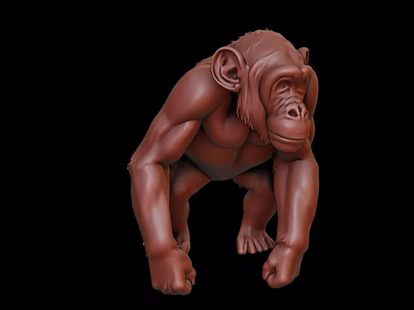 Chimpanzee Animal Sculpture 3D print model_0