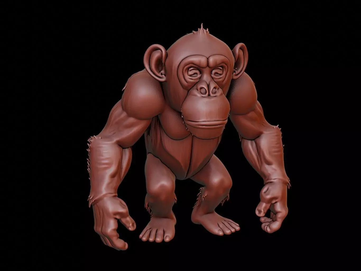 Chimpanzee Animal Sculpture 3D print model_0
