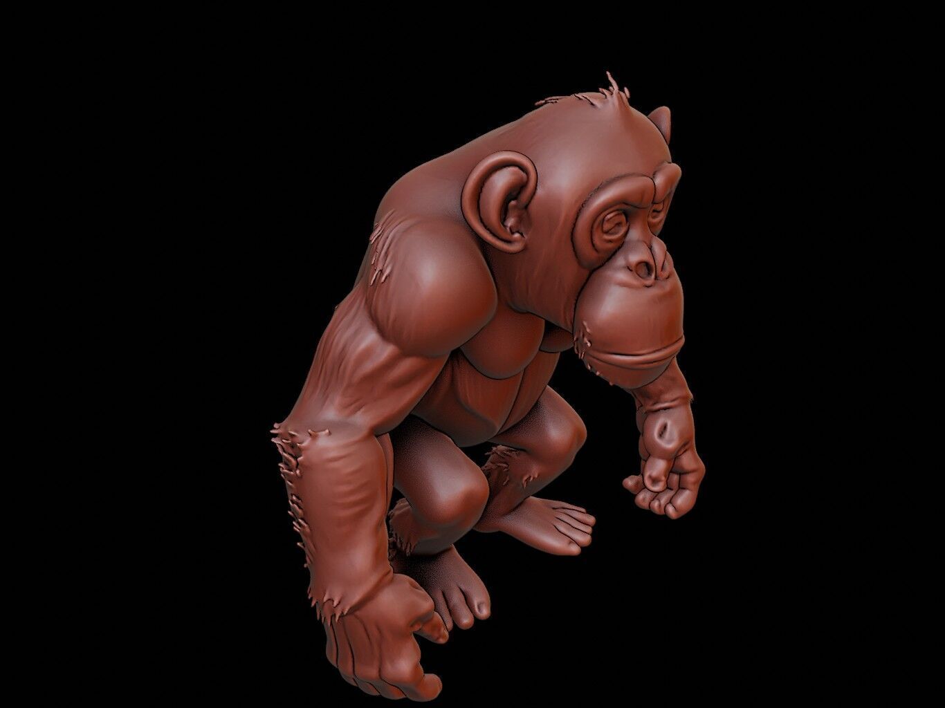Chimpanzee Animal Sculpture 3D print model_1