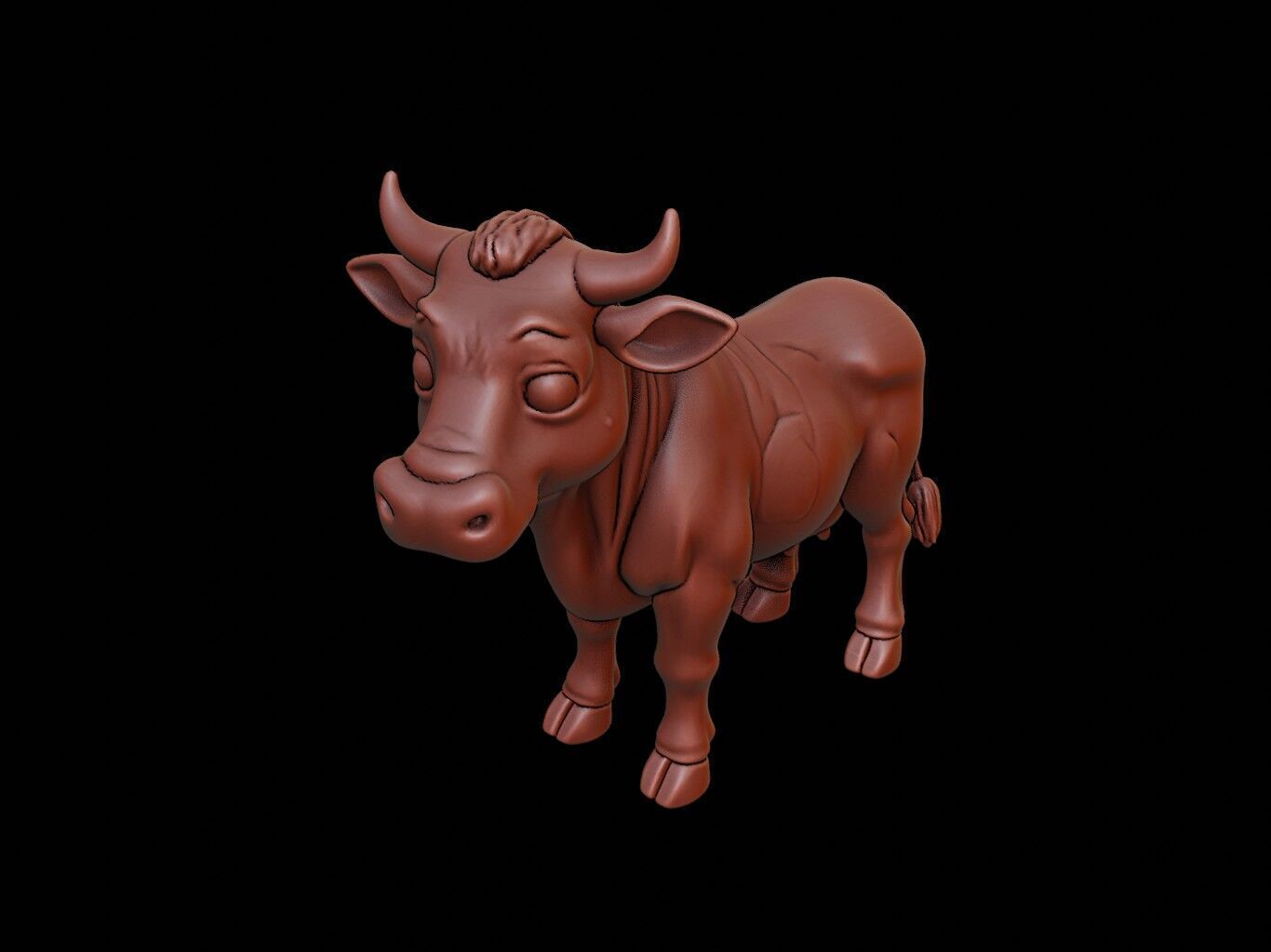 Cow Animal Sculpture 3D print model_1