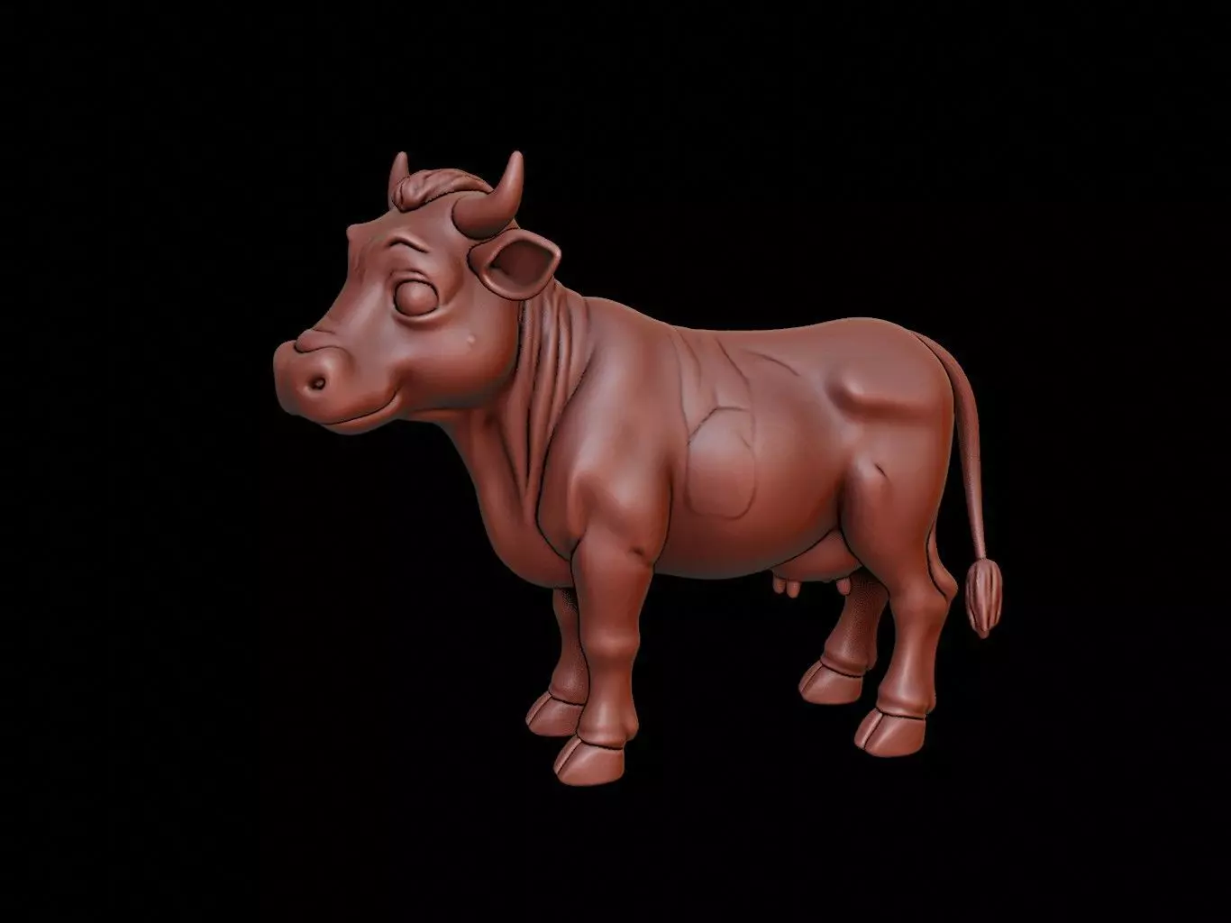 Cow Animal Sculpture 3D print model_0