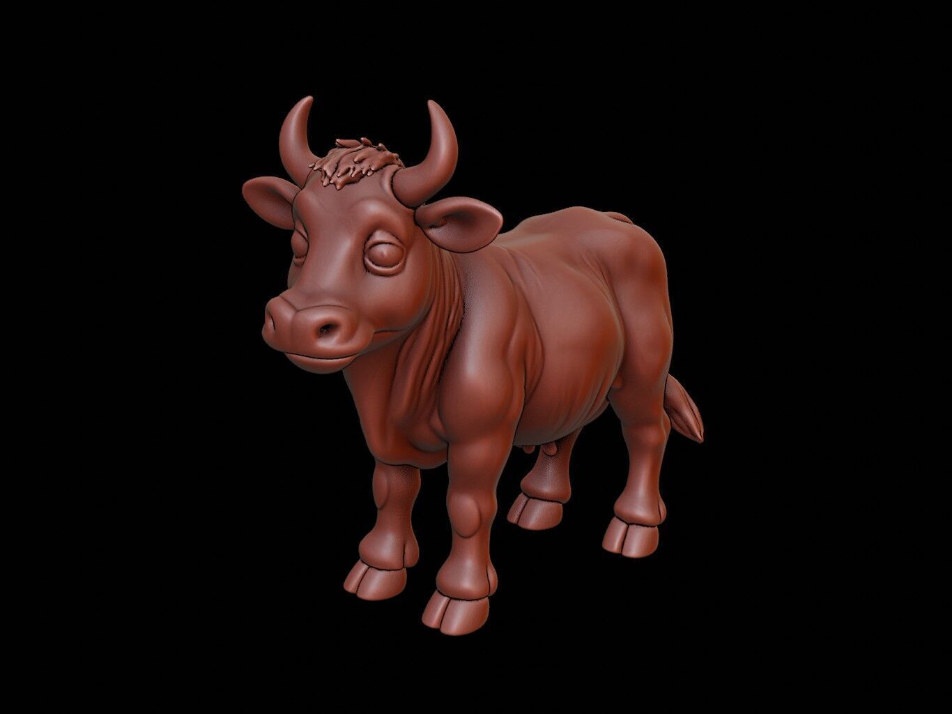 Cow Animal Sculpture 3D print model_2