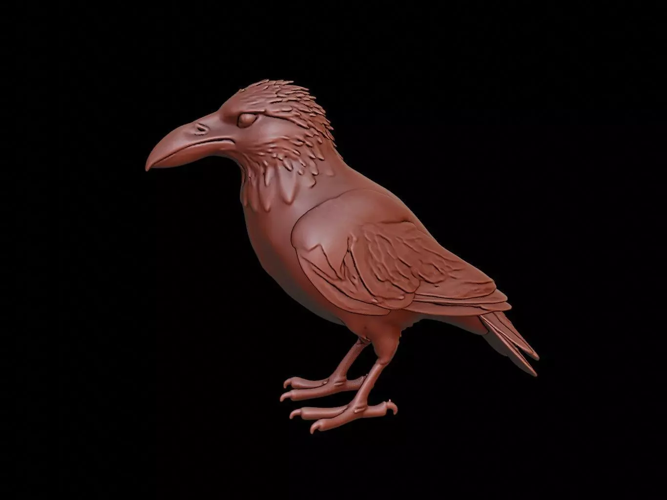 Crow Animal Sculpture 3D print model_0