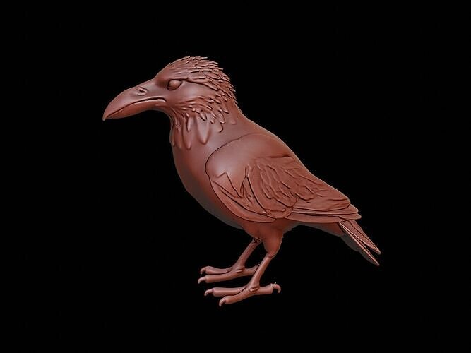 Crow Animal Sculpture 3D print model