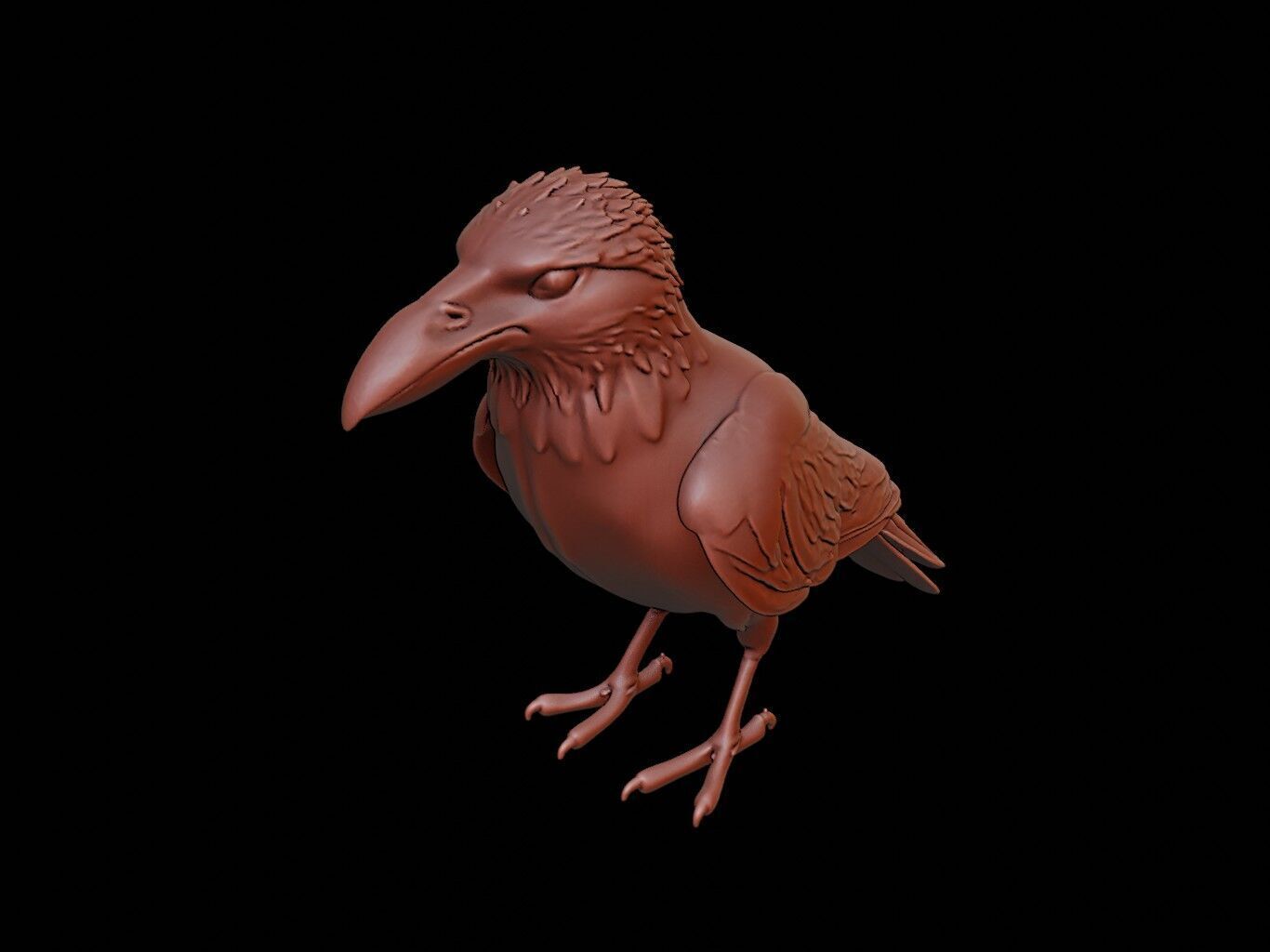 Crow Animal Sculpture 3D print model_1