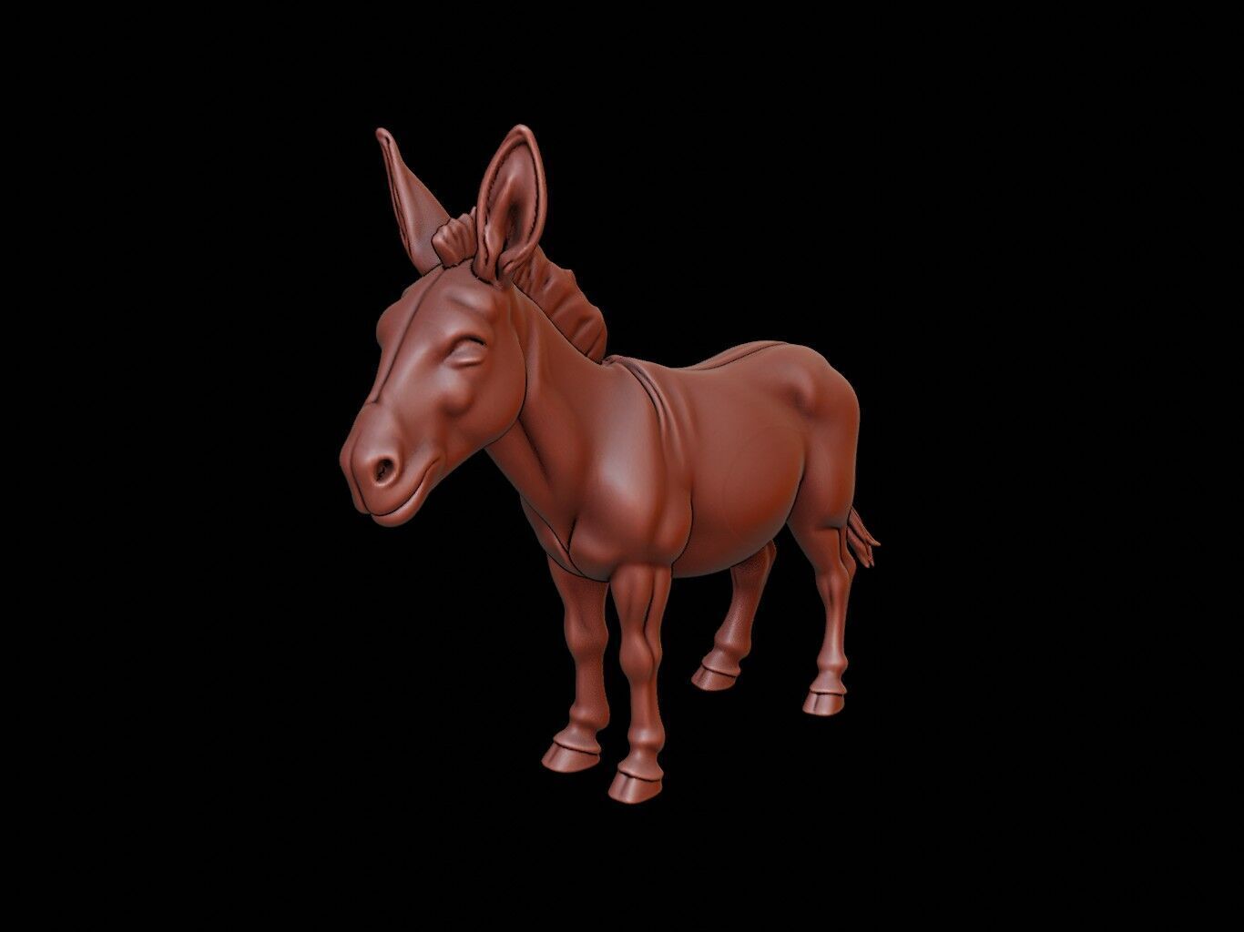 Donkey Animal Sculpture 3D print model_2