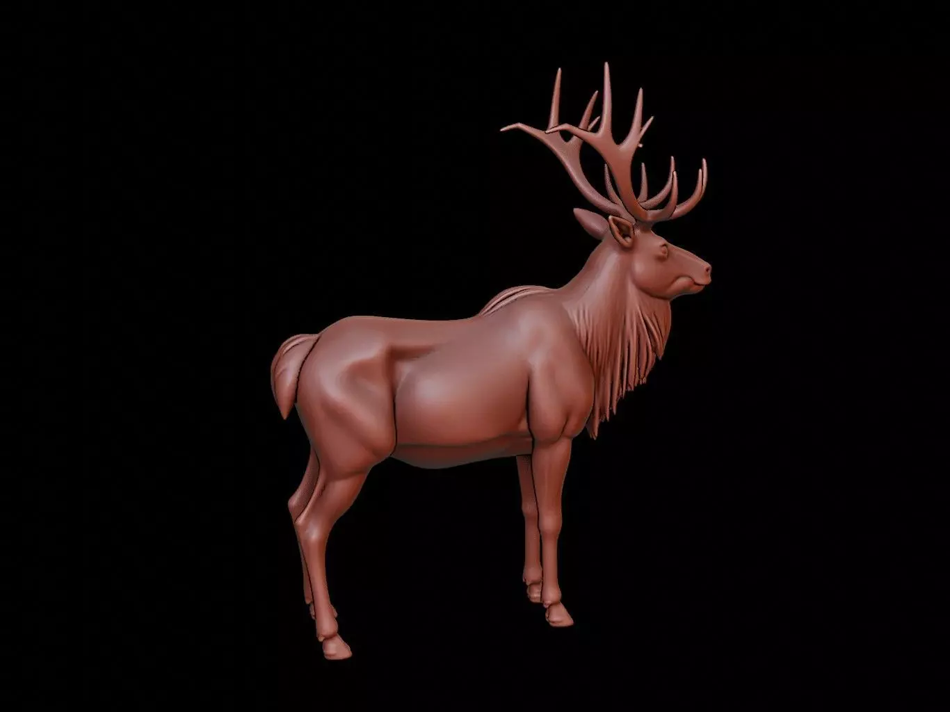 Elk Animal Sculpture 3D print model_0