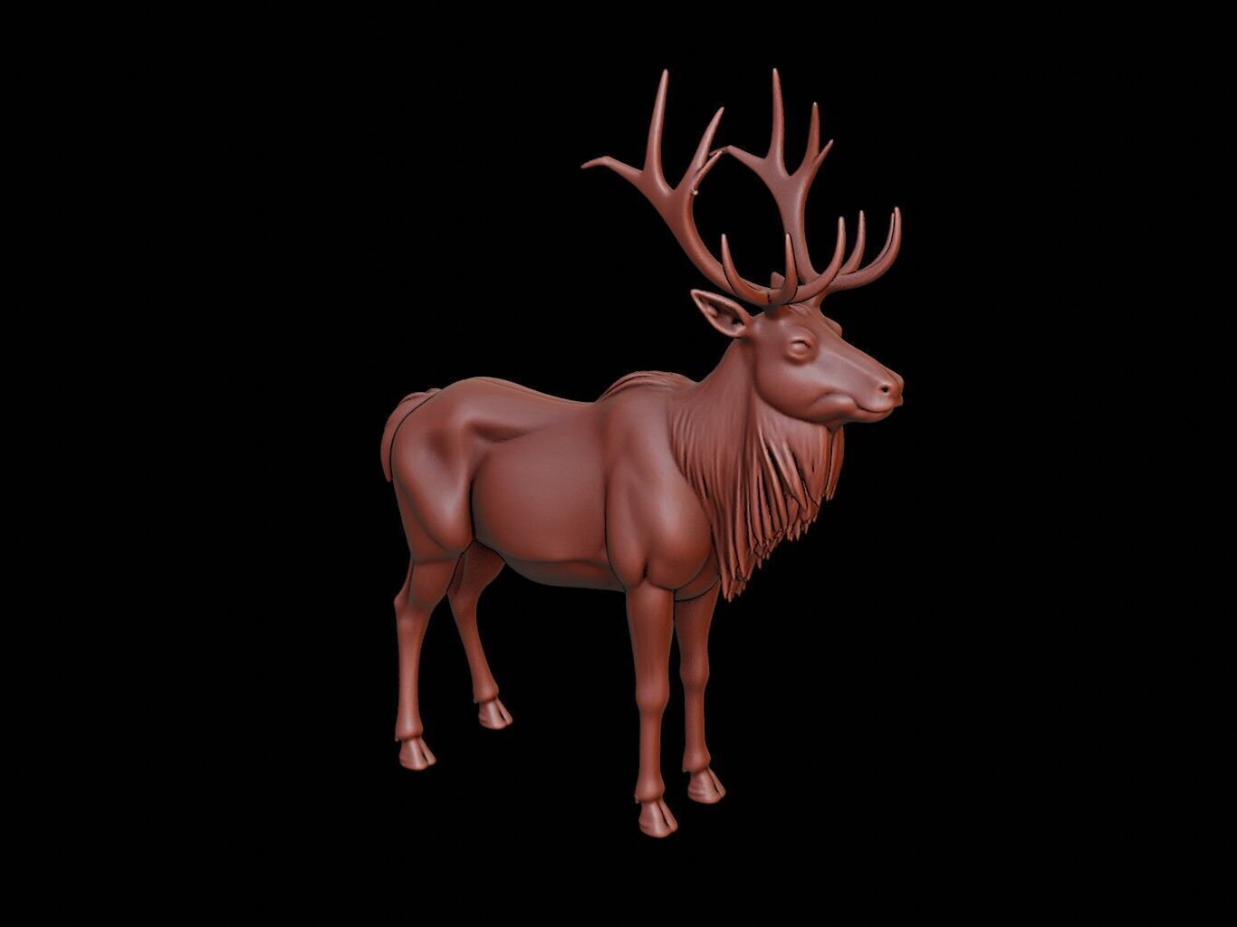Elk Animal Sculpture 3D print model_2