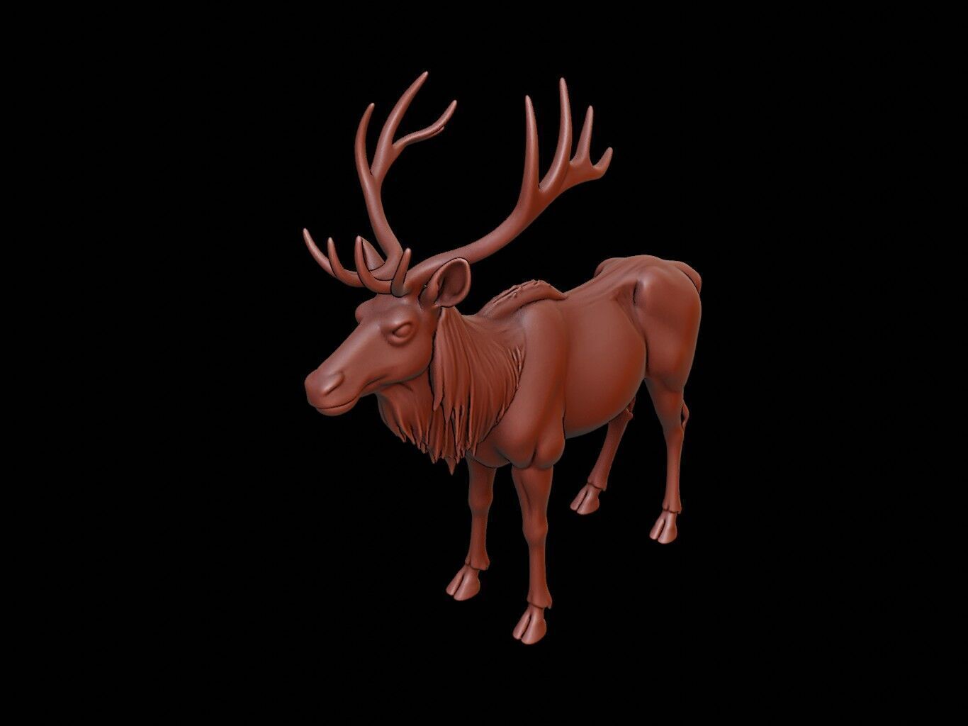 Elk Animal Sculpture 3D print model_1