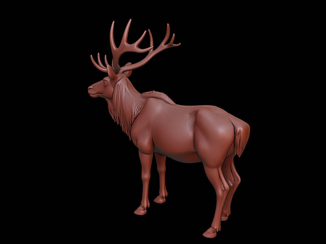 Elk Animal Sculpture 3D print model_2