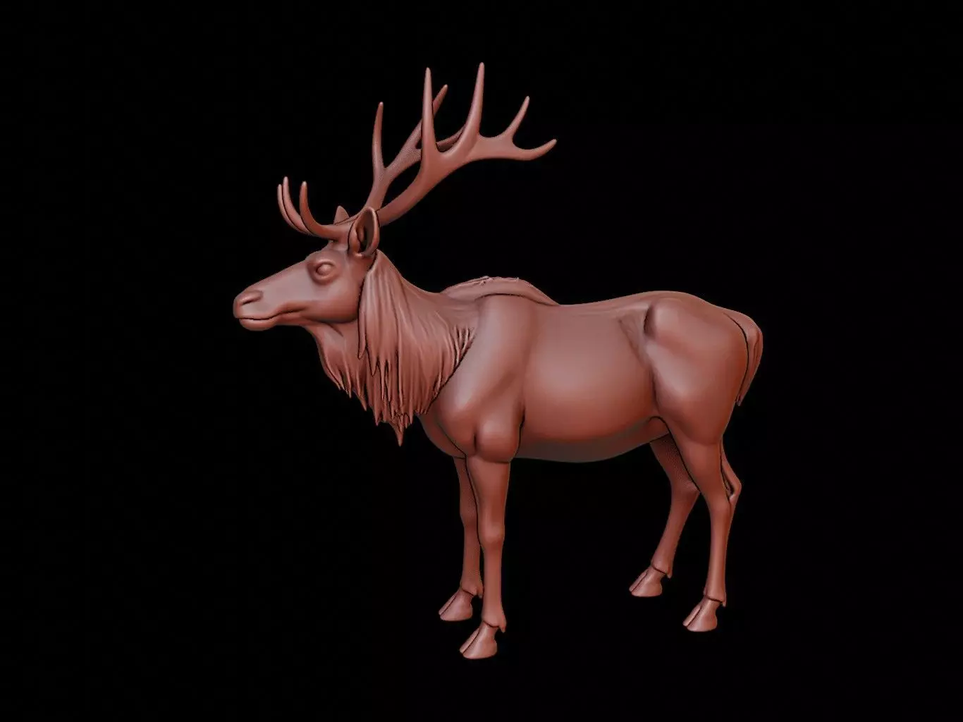 Elk Animal Sculpture 3D print model_0