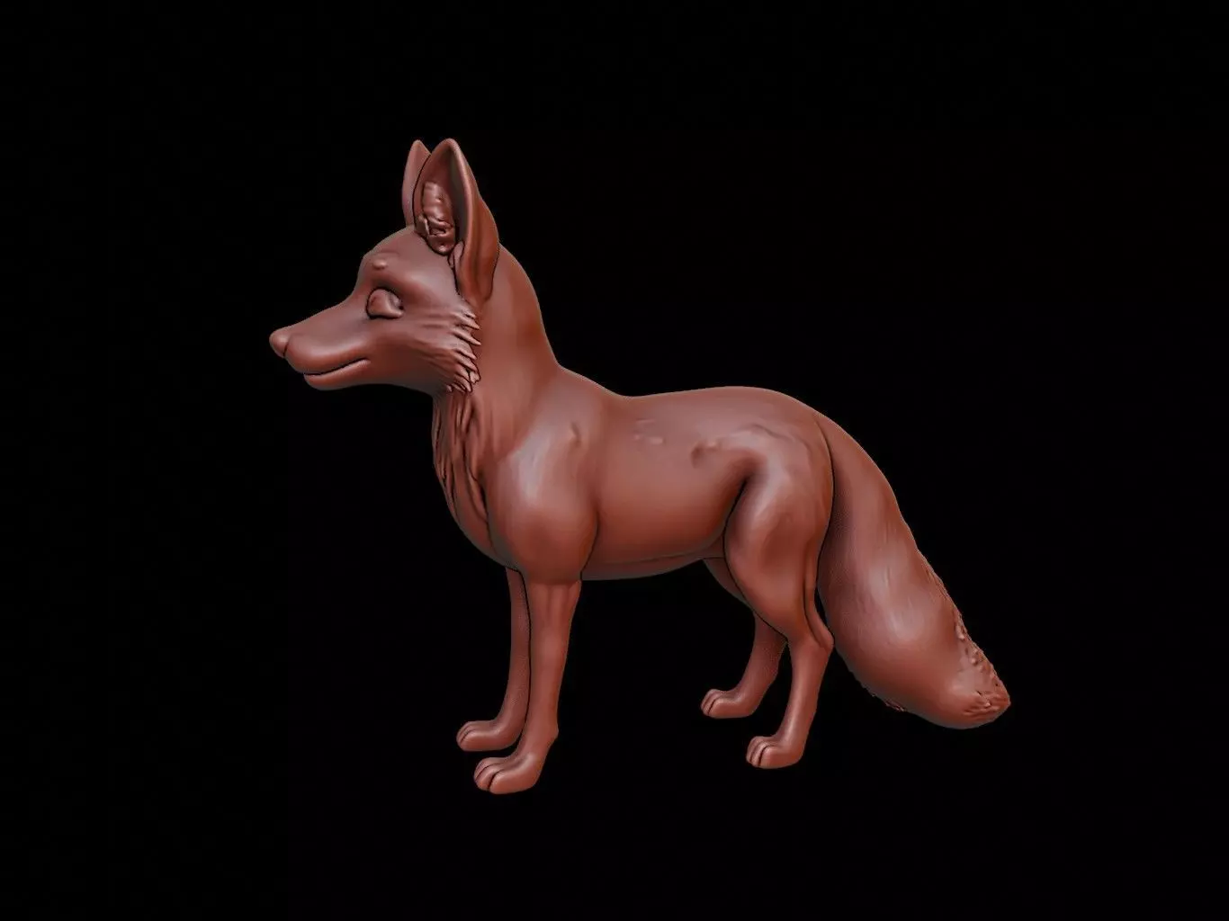 Fox Animal Sculpture 3D print model_0