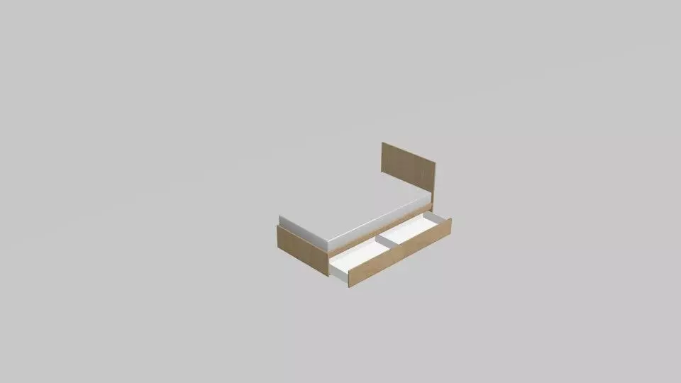 MALM SINGLE BED TWO DRAWER 3D model_0