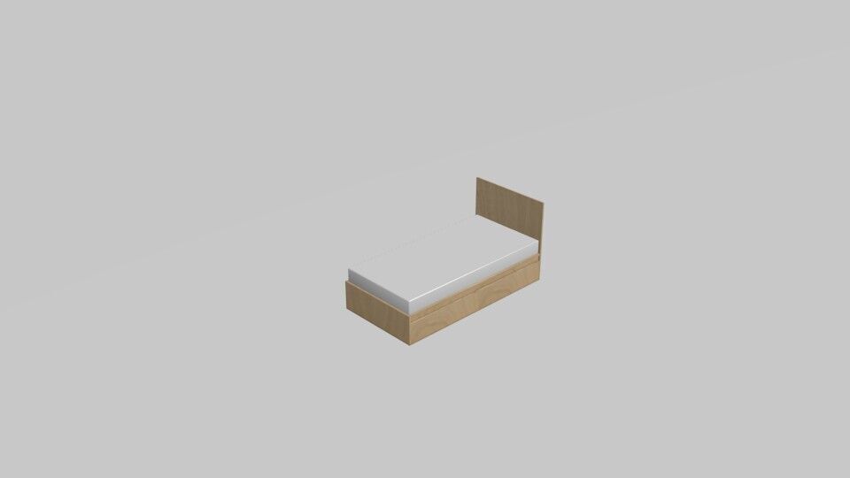 MALM SINGLE BED TWO DRAWER 3D model_1