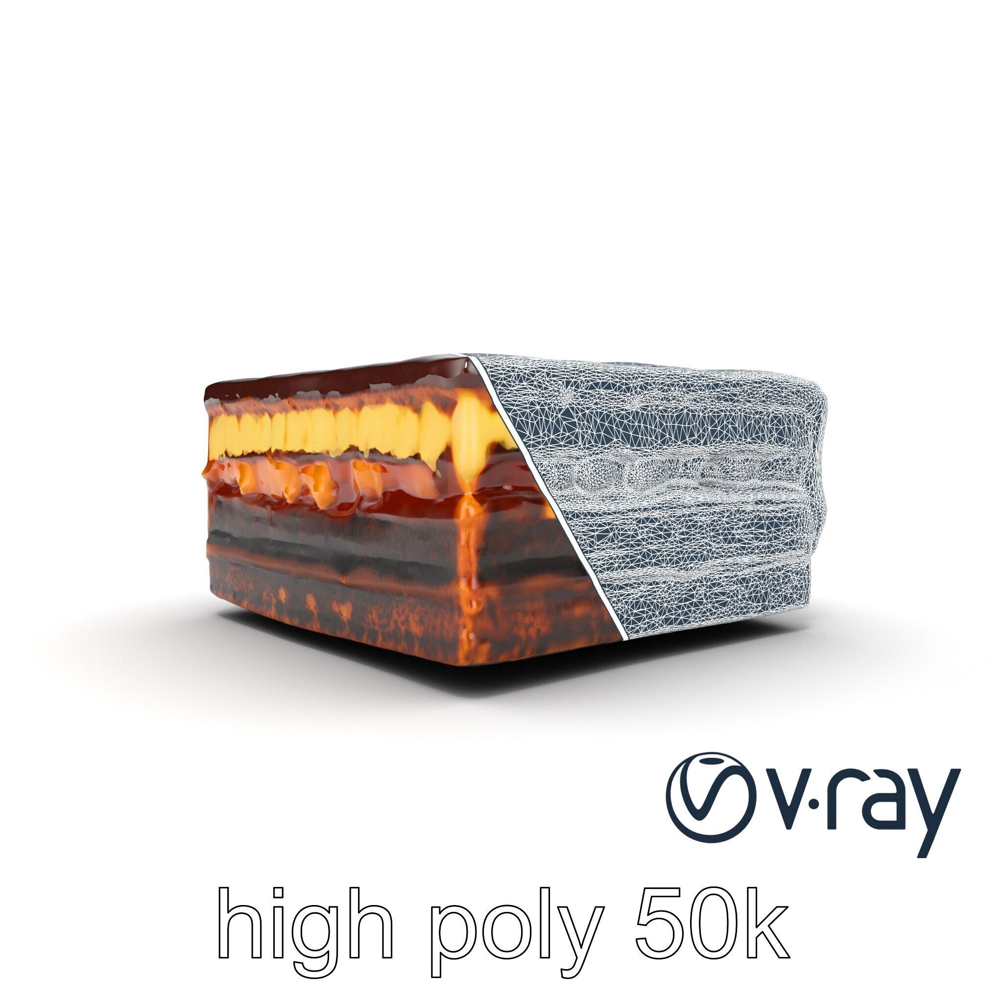 Sachertorte Chocolate Cake Slice model pack Low-poly 3D model_22