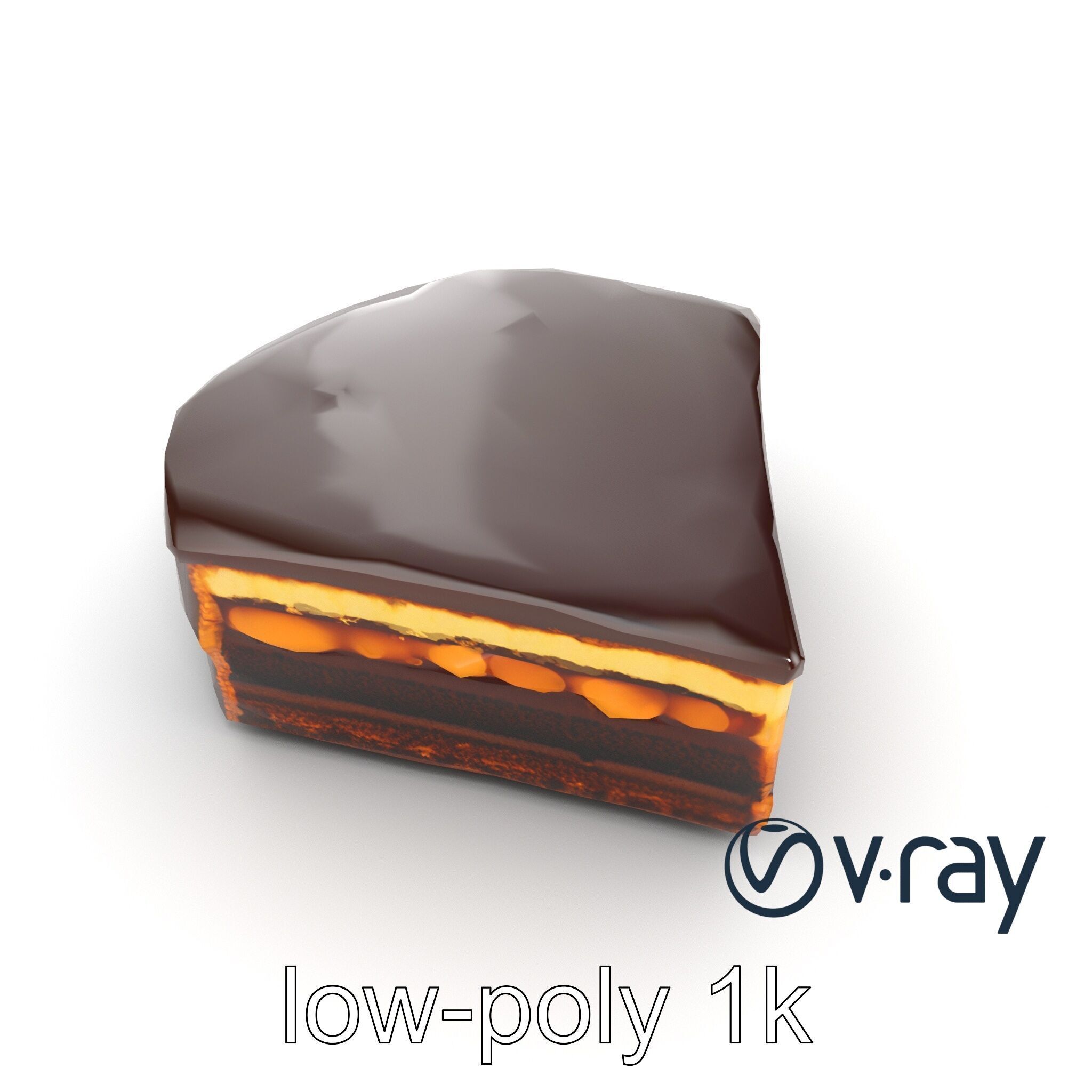 Sachertorte Chocolate Cake Slice model pack Low-poly 3D model_16