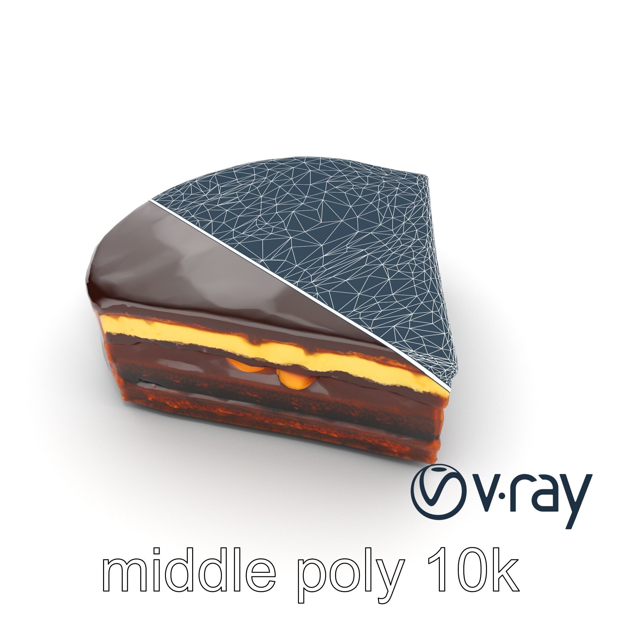 Sachertorte Chocolate Cake Slice model pack Low-poly 3D model_35