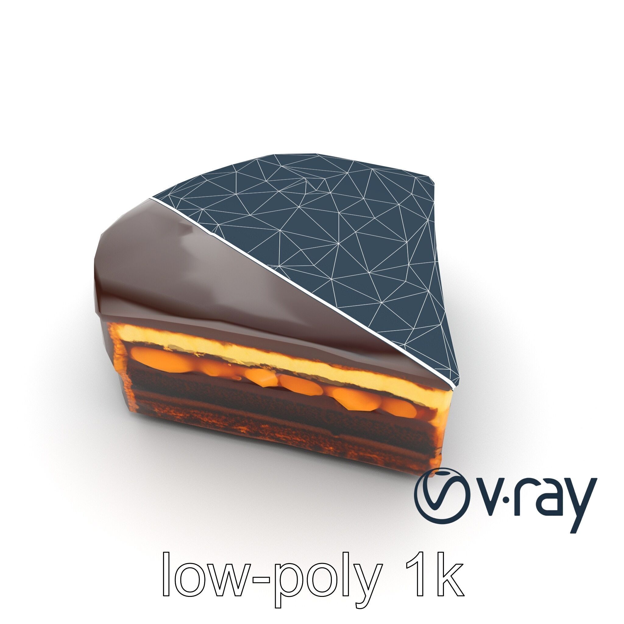 Sachertorte Chocolate Cake Slice model pack Low-poly 3D model_28