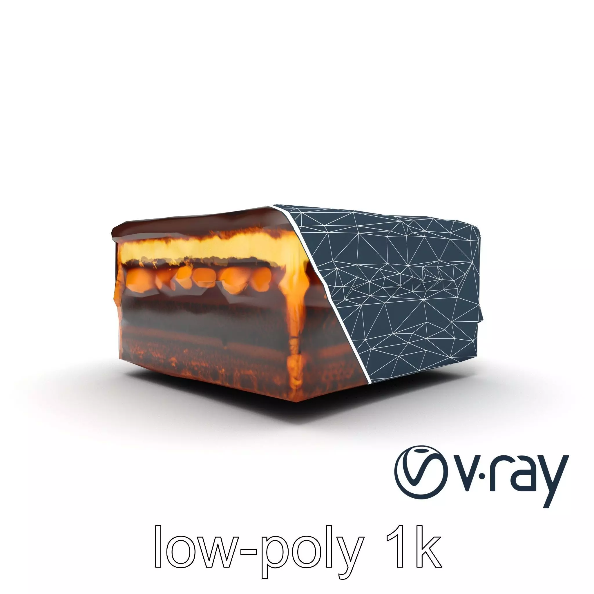 Sachertorte Chocolate Cake Slice model pack Low-poly 3D model_0