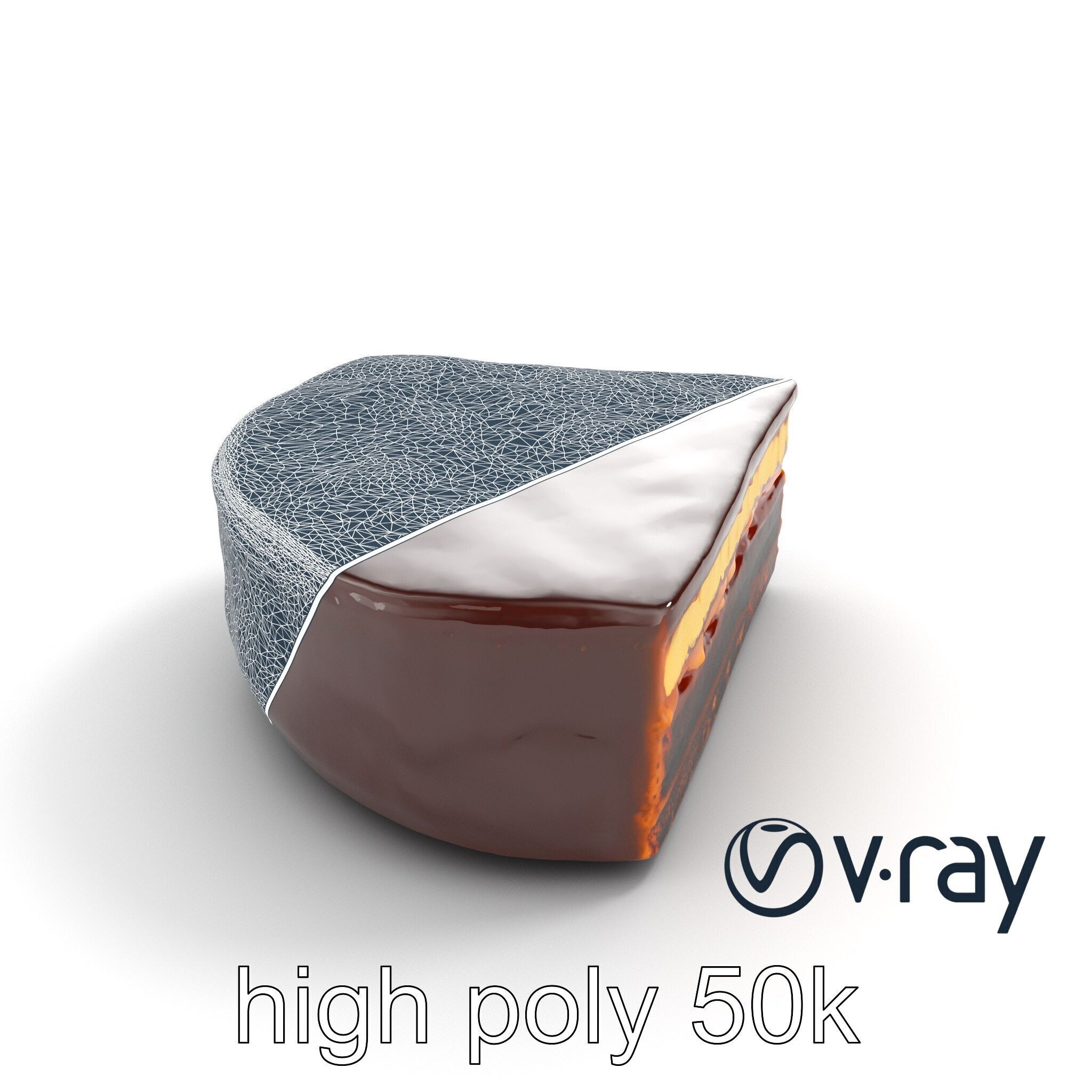 Sachertorte Chocolate Cake Slice model pack Low-poly 3D model_33