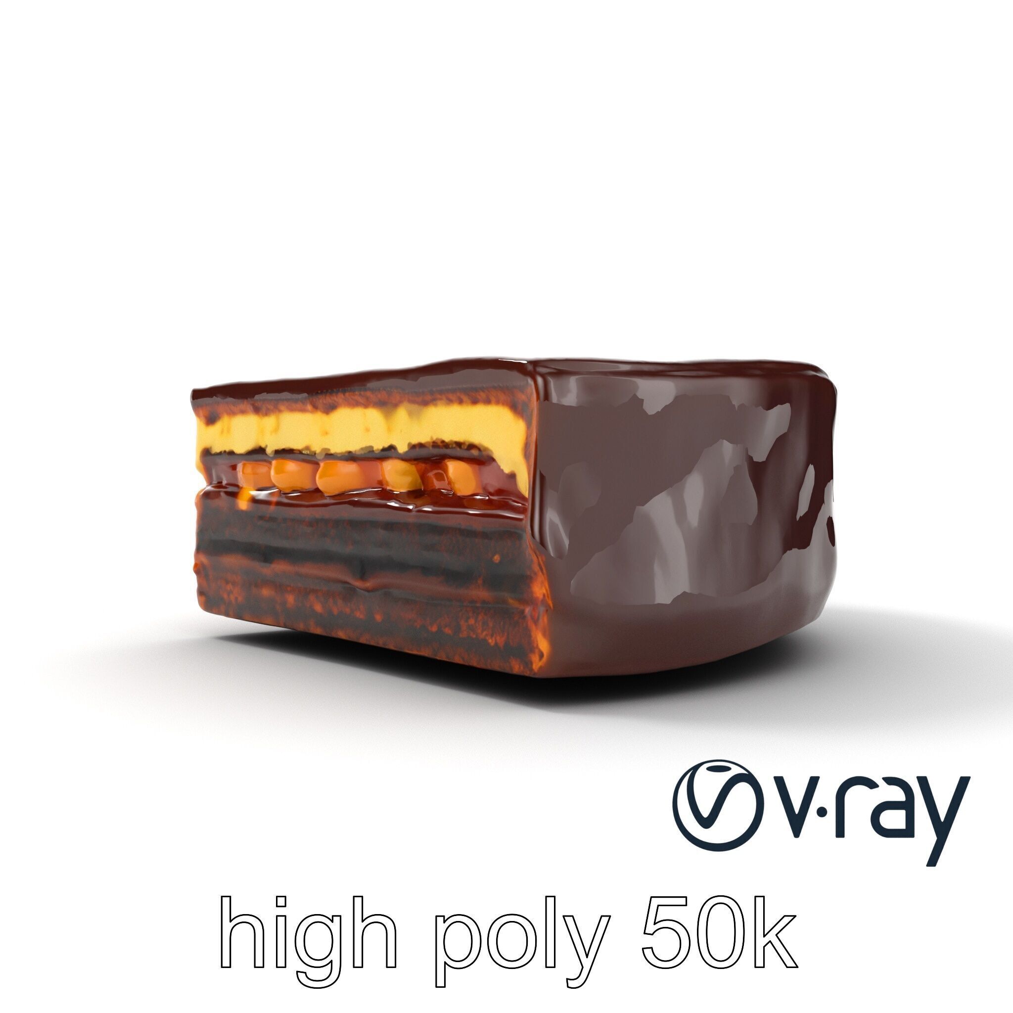 Sachertorte Chocolate Cake Slice model pack Low-poly 3D model_15