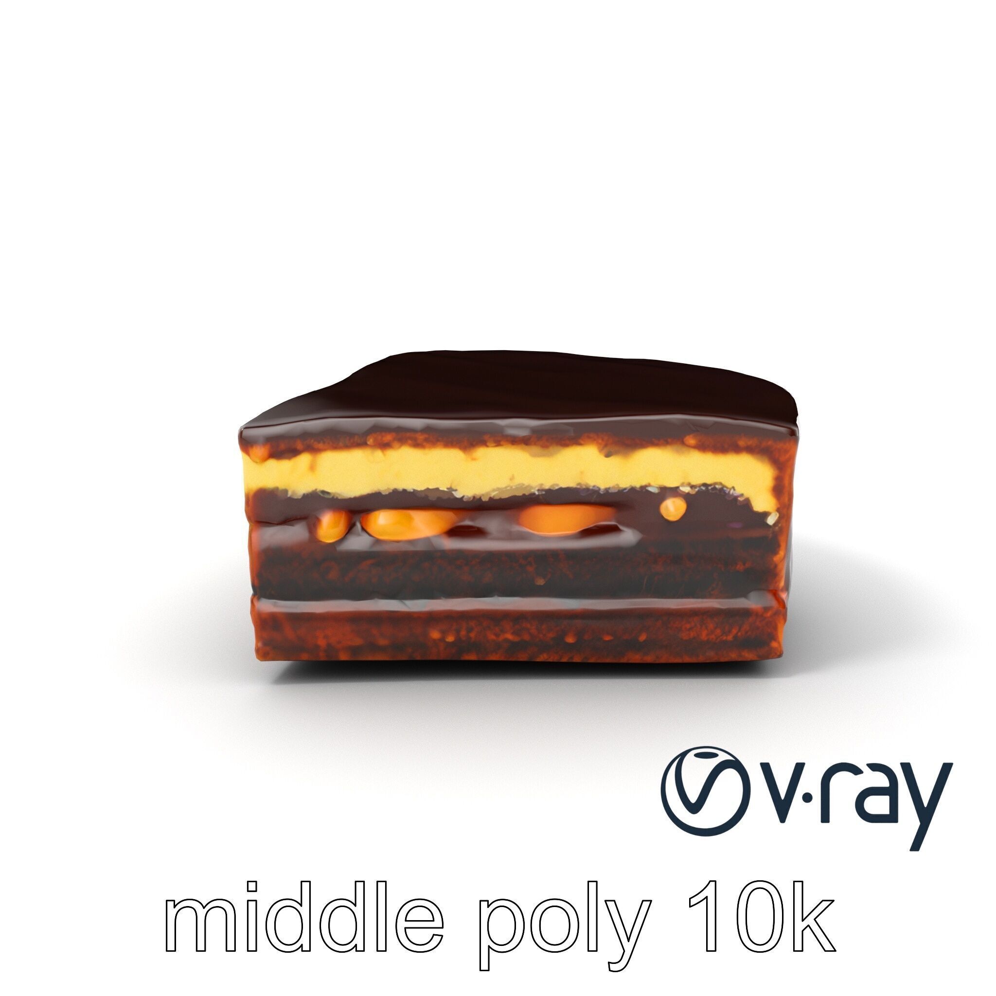 Sachertorte Chocolate Cake Slice model pack Low-poly 3D model_9