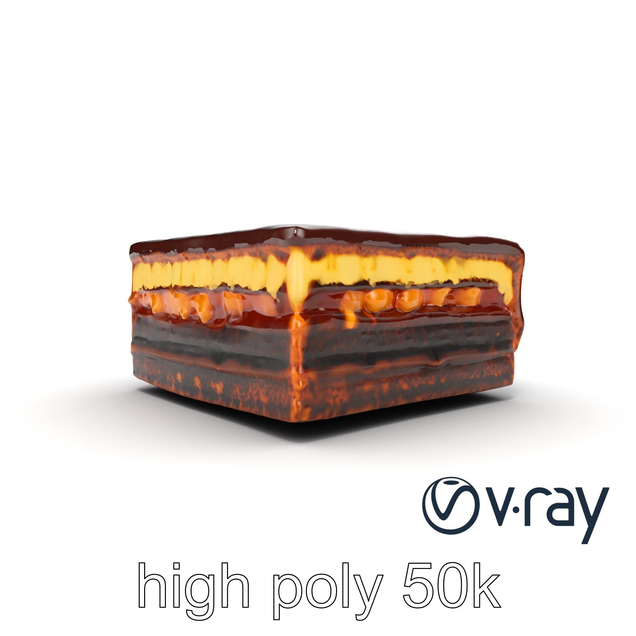 Sachertorte Chocolate Cake Slice model pack Low-poly 3D model_31