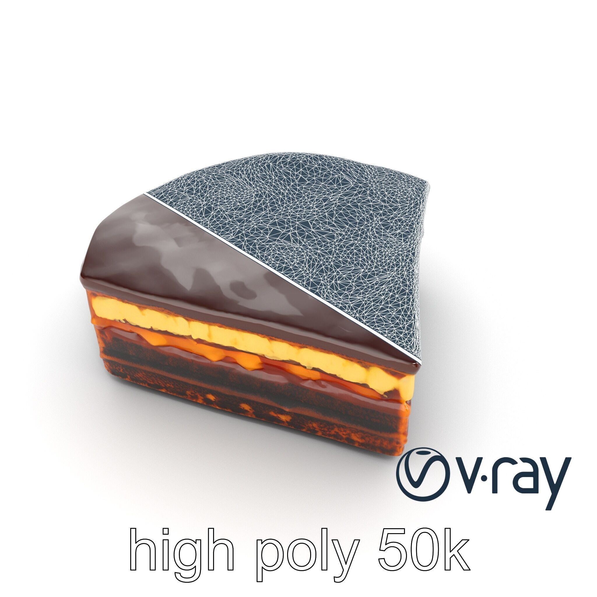 Sachertorte Chocolate Cake Slice model pack Low-poly 3D model_27