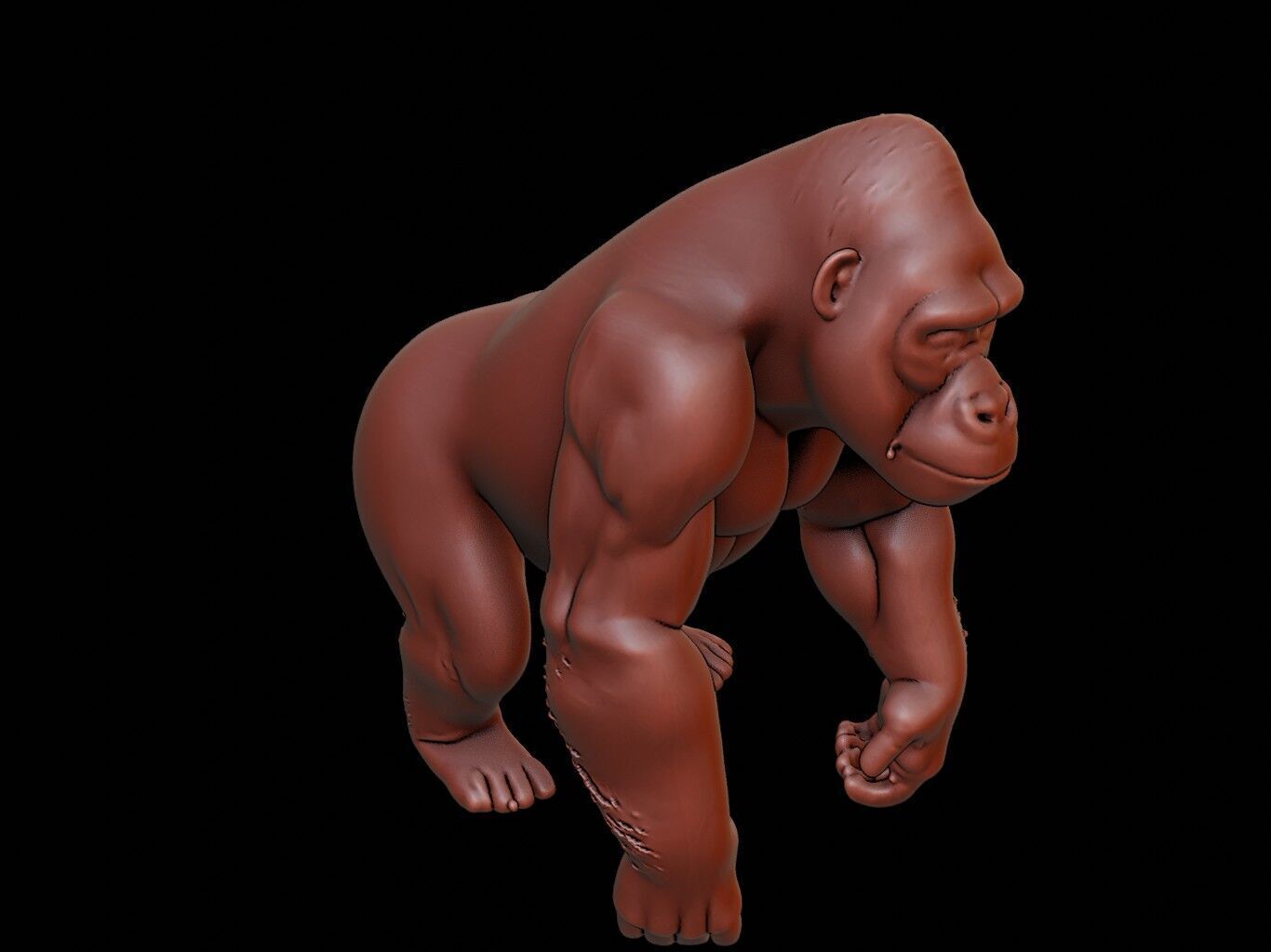 Gorilla Animal Sculpture 3D print model_1