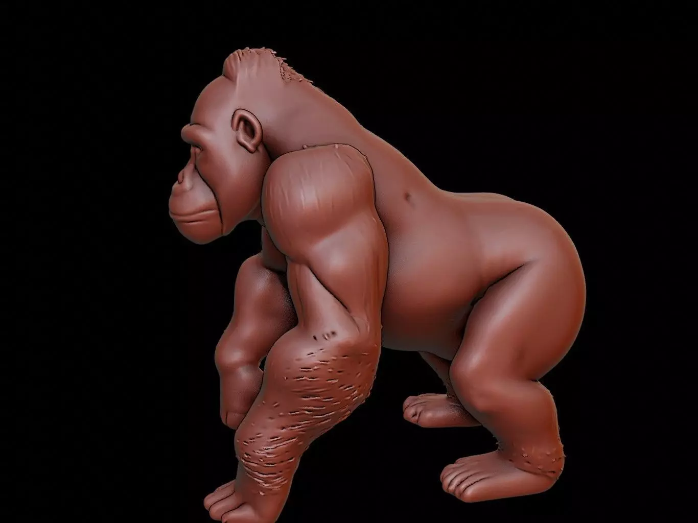 Gorilla Animal Sculpture 3D print model_0
