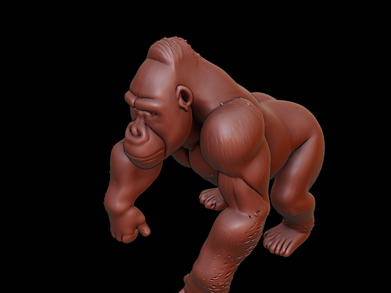 Gorilla Animal Sculpture 3D print model_1