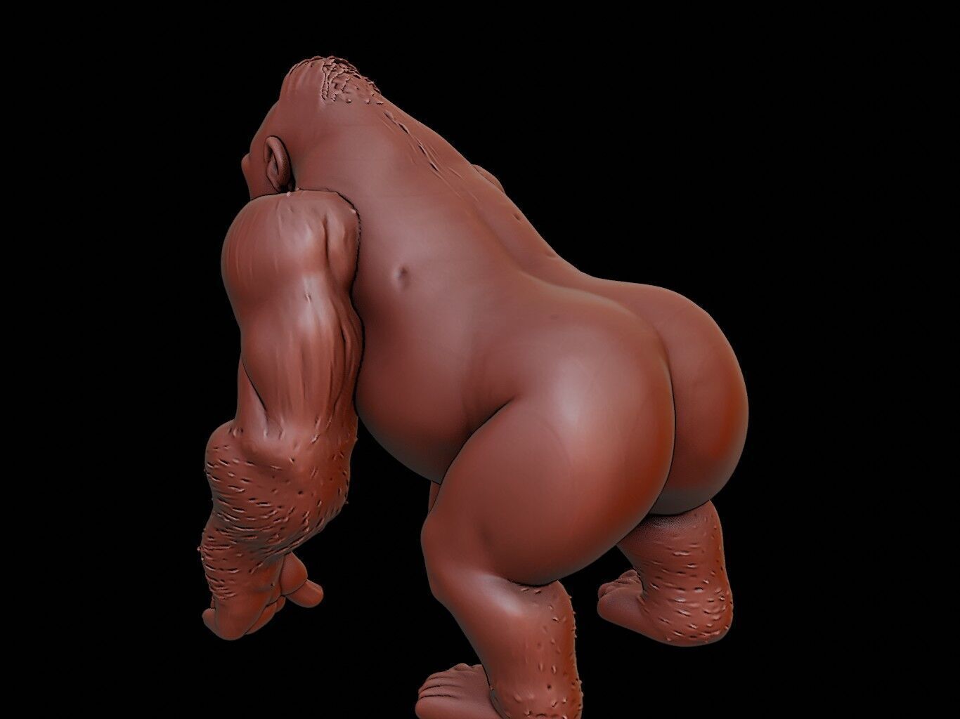Gorilla Animal Sculpture 3D print model_2