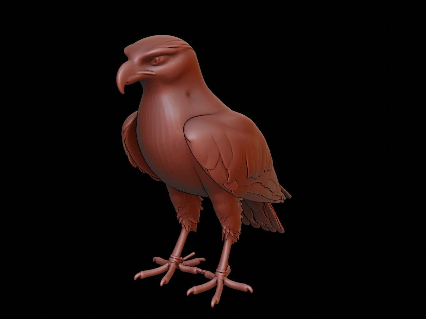 Hawk Animal Sculpture 3D print model_2