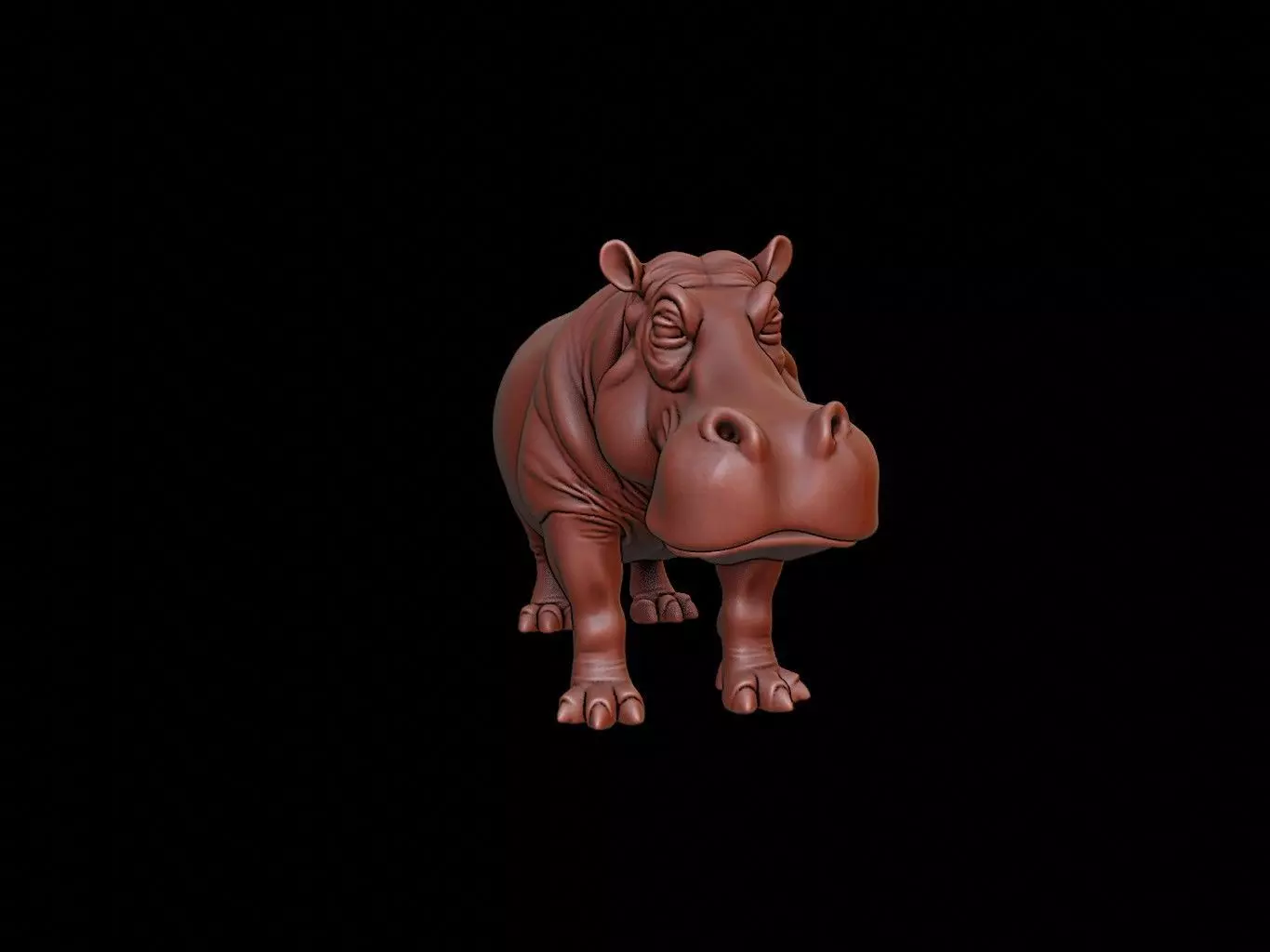 Hippopotamus Animal Sculpture 3D print model_0