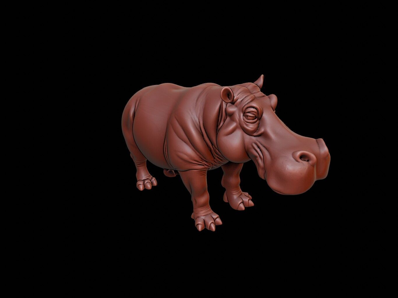 Hippopotamus Animal Sculpture 3D print model_1