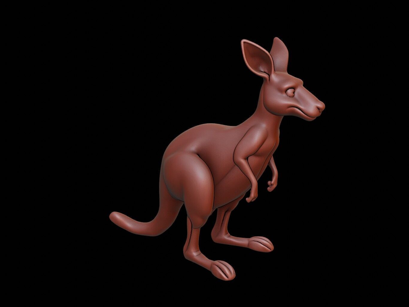 Kangaroo Animal Sculpture 3D print model_2