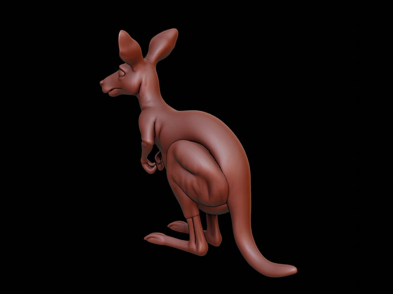 Kangaroo Animal Sculpture 3D print model_2