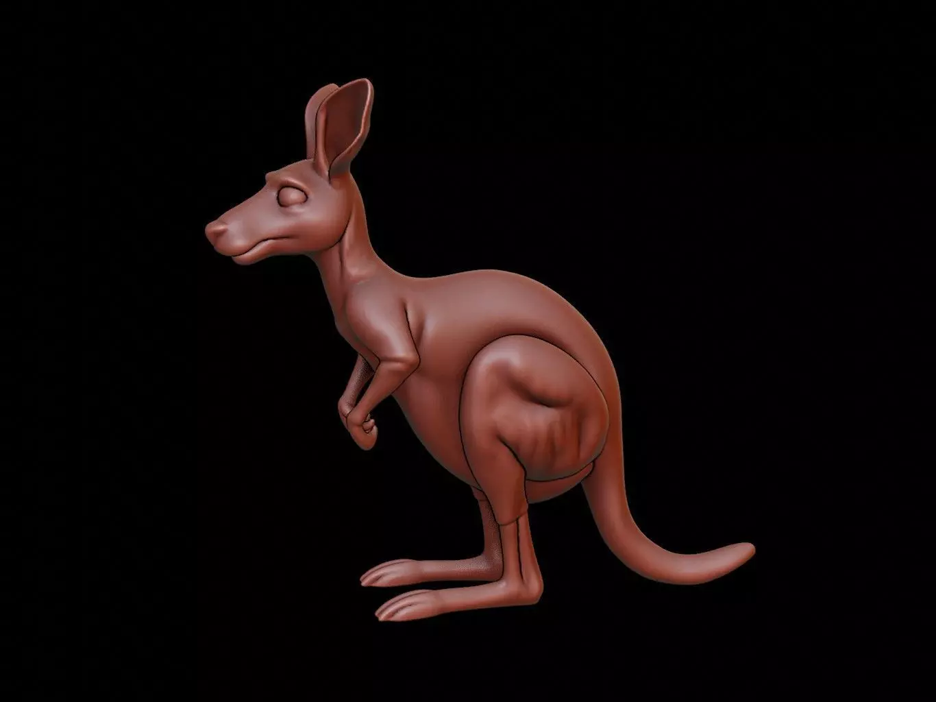 Kangaroo Animal Sculpture 3D print model_0