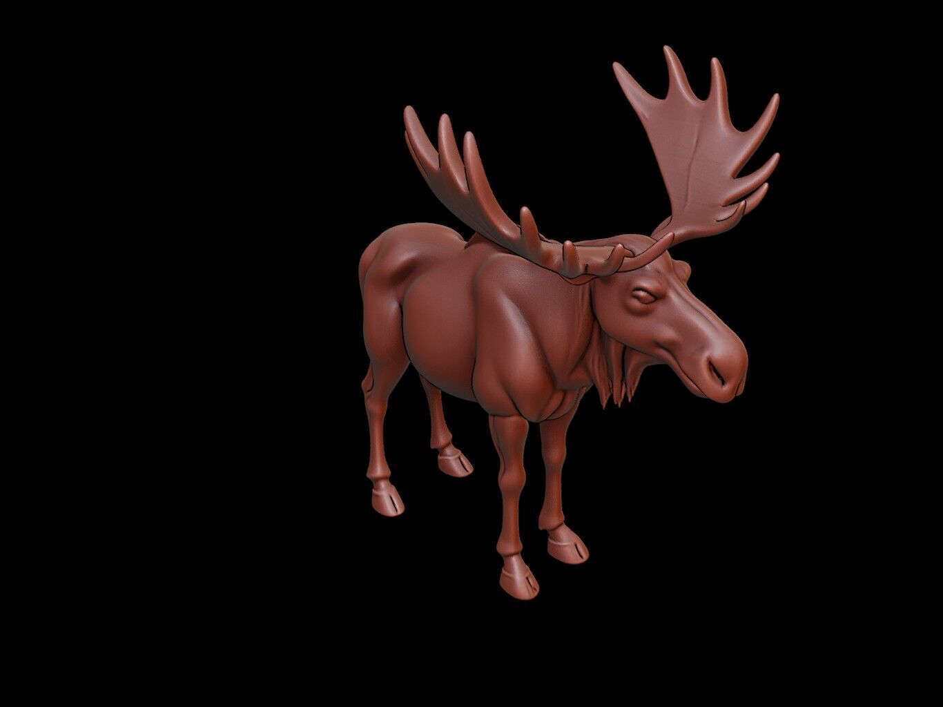 Moose Animal Sculpture 3D print model_1