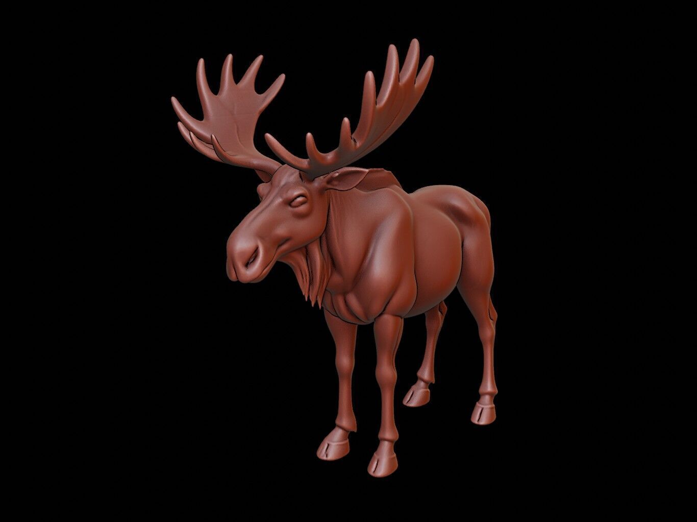 Moose Animal Sculpture 3D print model_2