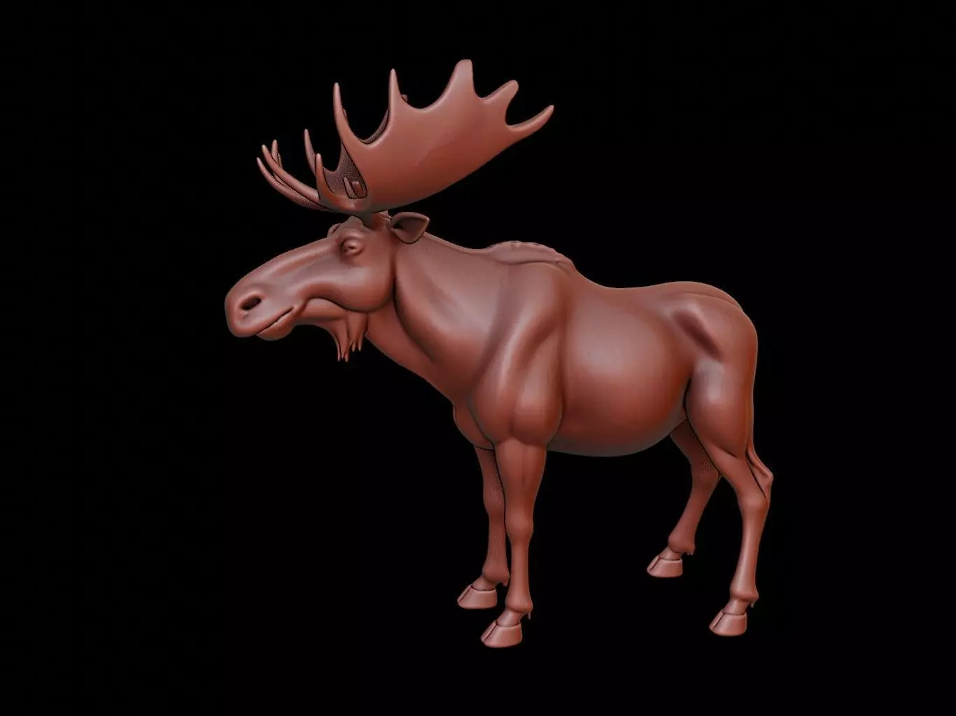 Moose Animal Sculpture 3D print model_0