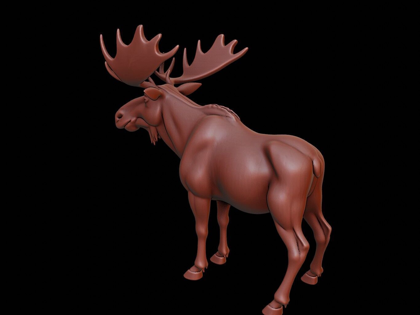 Moose Animal Sculpture 3D print model_2